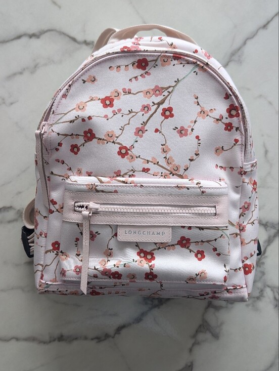Longchamp Pink Floral Small Backpack with Cherry Blossom Print main image 4